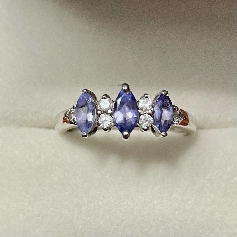 Diamond Amethyst Sterling Silver Ring
